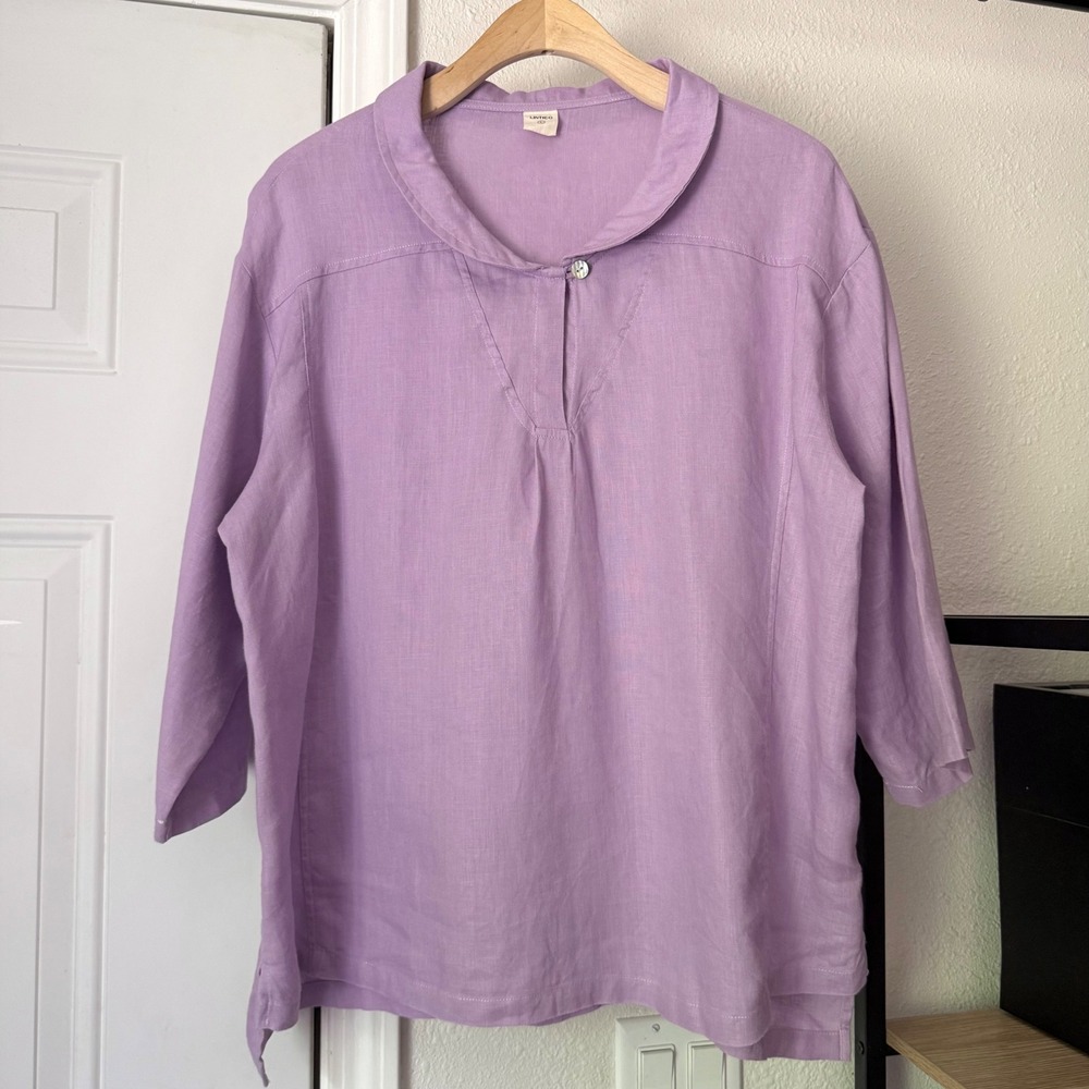 LINTICO lavender lilac purple linen lagenlook peterpan shirt top